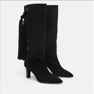 37- Zara fringe tassel suede leather boots